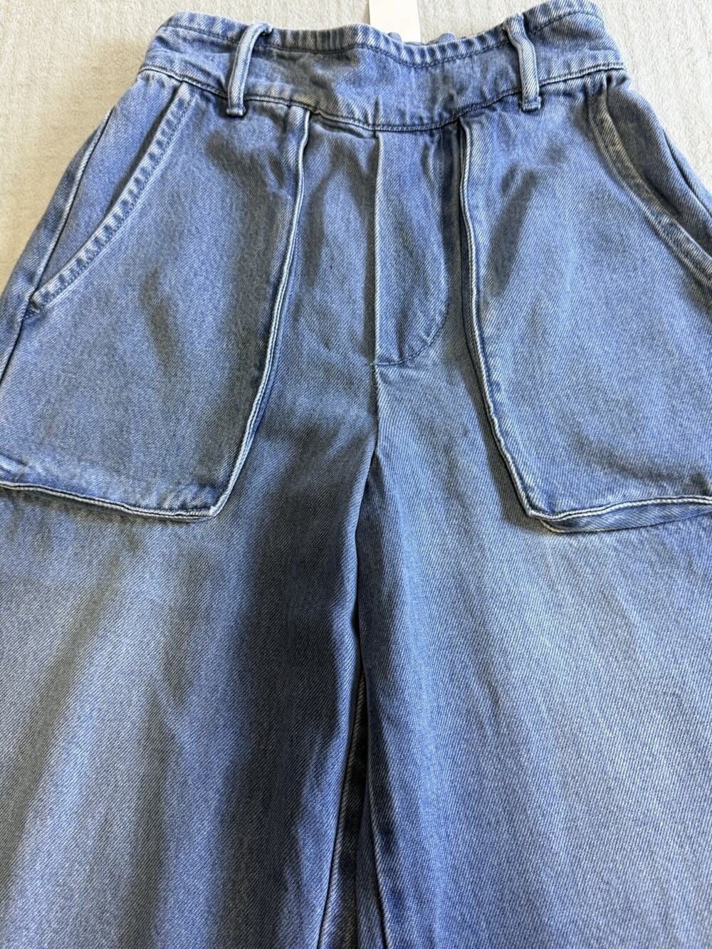 YFB Young Fabulous & Broke Wide Leg Denim Pants XS Lyocell Modal Elastic Waist